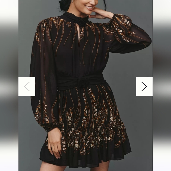 FARM Rio Dresses & Skirts - Farm Rio X Anthropolgie Long-Sleeve Keyhole Cutout Mini Dress Size Medium
